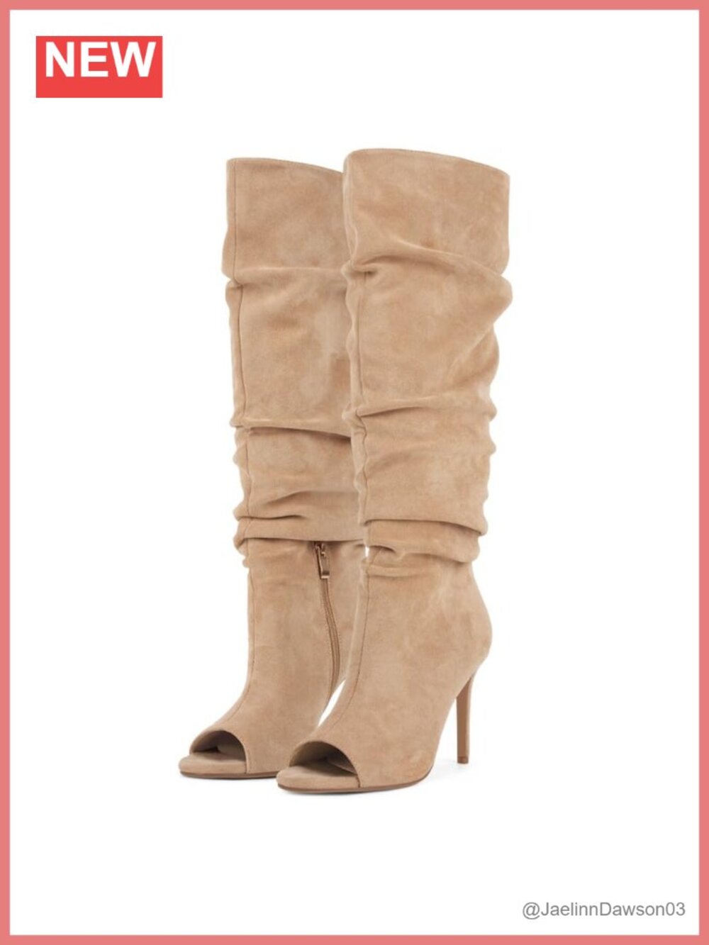 Peep Toe Slouch Knee High Boots High Stiletto Heel Faux Suede Dress Boots